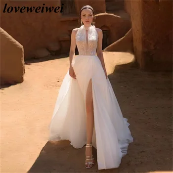 Аппликации на бретелях, кружевные свадебные платья для невесты, размер на заказ, свадебное платье в стиле бохо с длинными рукавами, свадебное платье robe de mariée