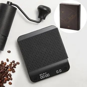 умные капельные кофейные весы весом 2 кг / 0,1 г со светодиодной подсветкой времени зарядки USB, цифровые высокоточные ручные электронные кофейные весы с таймером