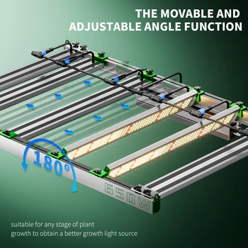 Светодиодная панель для выращивания растений BESTVA Full Spectrum мощностью 650 Вт со съемной регулировкой угла наклона Quantum Board Samsung Led для теплицы для комнатных растений