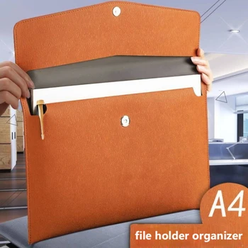 Кожаная сумка для хранения документов формата А4, ретро-органайзер для папок большой емкости с магнитной пряжкой, деловой органайзер