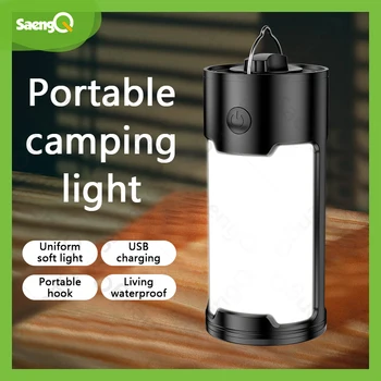 SaengQ Светодиодный светильник для палатки, перезаряжаемый Фонарь, Портативный аварийный Светильник для ночного рынка, Уличная лампа для кемпинга, фонарик для дома