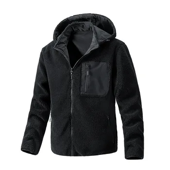 Уличная флисовая мужская осенне-зимняя двусторонняя флисовая куртка с капюшоном, сохраняющая тепло, Молодежный тренд для мужчин, куртка, уличное пальто