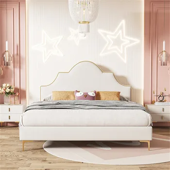 Кровать из натуральной кожи Nordic односпальная детская кровать 1,5 метра 1,2 метра современная светлая роскошная простая технология второй спальни princess