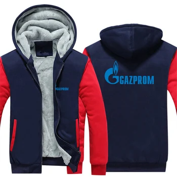 Россия Газпром 2023 человек Высококачественный досуг удобные утепленные толстовки Куртка на молнии Зимняя флисовая толстовка
