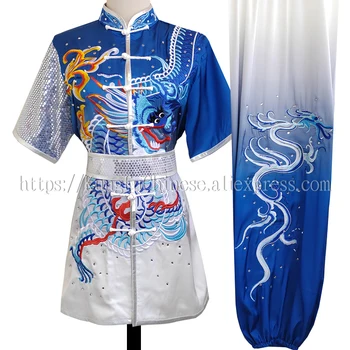 НОВАЯ китайская форма ушу, одежда для кунг-фу, костюм для боевых искусств, наряд Чанцюань, Вышивка дракона для мужчин, женщин, девочек, мальчиков, детей, взрослых