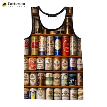 2023 Новые Модные топы с 3D принтом Funny Beer Для мужчин И женщин, Летние Повседневные рубашки без рукавов, уличная одежда в стиле хип-хоп, топы оверсайз