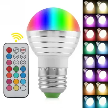 Светодиодная лампа E27 RGBW мощностью 3 Вт, 16 многоцветных лампочек, меняющих цвет, лампа накаливания с пультом дистанционного управления