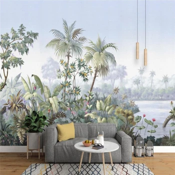 Beibehang Европейский сад, тропический лес, банановые обои, пальма, ретро Фото, 3D Фреска, гостиная, спальня, Домашний декор