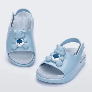 Новая детская желейная обувь Mini Melissa Для мальчиков и девочек, пляжная обувь с мультяшными мишками на толстой подошве, Летние Детские мультяшные сандалии MN068