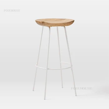 Скандинавские барные стулья из массива дерева, мебель для дома, легкий Роскошный железный высокий табурет, кофейня, современный минималистичный Креативный стул на стойке регистрации