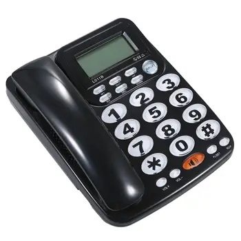 Настольный проводной стационарный телефон с большими кнопками, громкой связью, регулируемой яркостью экрана, черный (телефонная линия США)
