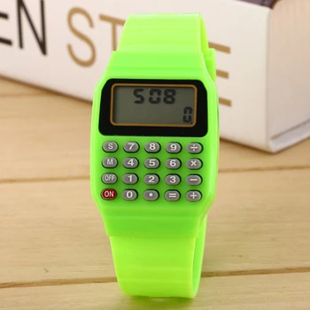 Модные детские наручные часы с силиконовым датчиком даты, многоцелевым электронным калькулятором