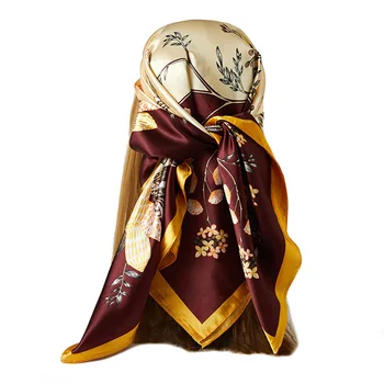 Осенние роскошные мусульманские солнцезащитные шали, популярный принт, головной платок размером 90Х90 см, зимний пляжный платок, Модные дизайнерские квадратные шарфы