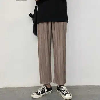 Повседневные брюки для мужчин с прямыми рукавами, широкие штанины в стиле ретро, тонкие и драпированные, корейский тренд и красивые брюки Harun длиной до щиколоток