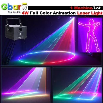 Без налога 4 Вт Полноцветный лазерный луч DMX512 12 /21CH Анимация сканирования Эффект рисунка Лазерный проектор DJ Сцена дискотеки Свадебная вечеринка