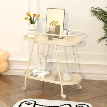 Приставной столик для дивана Ins Cream Wind Домашний передвижной маленький чайный столик в гостиной, прикроватная тумбочка для маленькой семьи с угловым столиком на колесиках
