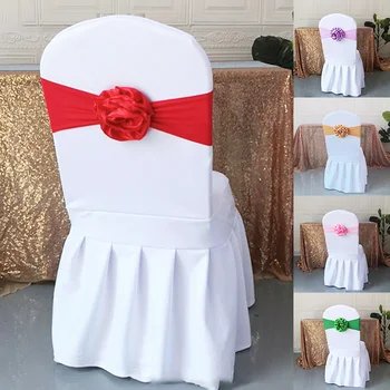 Однотонные ленты для стульев из эластичного спандекса с цветами, лента для свадебного банкета, спинка стула, декоративные цветы, принадлежности для вечеринок