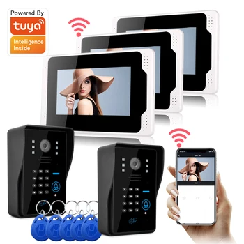 Беспроводной видеодомофон для дома Квартиры AHD 1080P Tuya WiFi Видеодомофон для входной двери дома в квартиру Водонепроницаемый