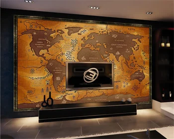 Обои на заказ морская ретро карта мира гостиная бар клуб фон интерьера настенная декоративная роспись из папье-маше