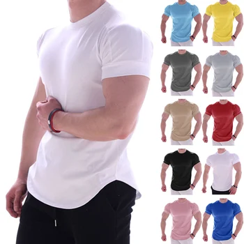 Летняя рубашка для бега, мужская футболка для тренировок с коротким рукавом, мужская футболка для фитнеса, компрессионная рубашка для бодибилдинга, спортивная одежда