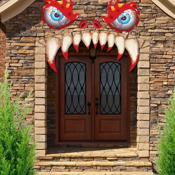 [Украшения для дома] HW 240000 Хэллоуин Монстр Дверная Наклейка Ужасные Глаза Клыки Лапа Вечерние Праздничные Украшения Наклейки На Стены Этаж Ы